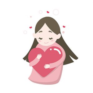 woman hugging heart